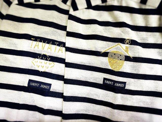 オリジナル刺繍例:TAVATA農園ストライプシャツ